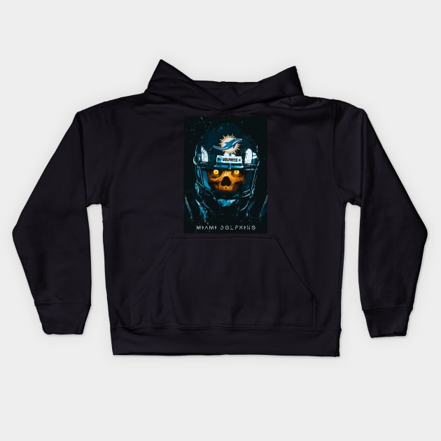 Miami dolphins skull Kids Hoodie by strong chinese girl